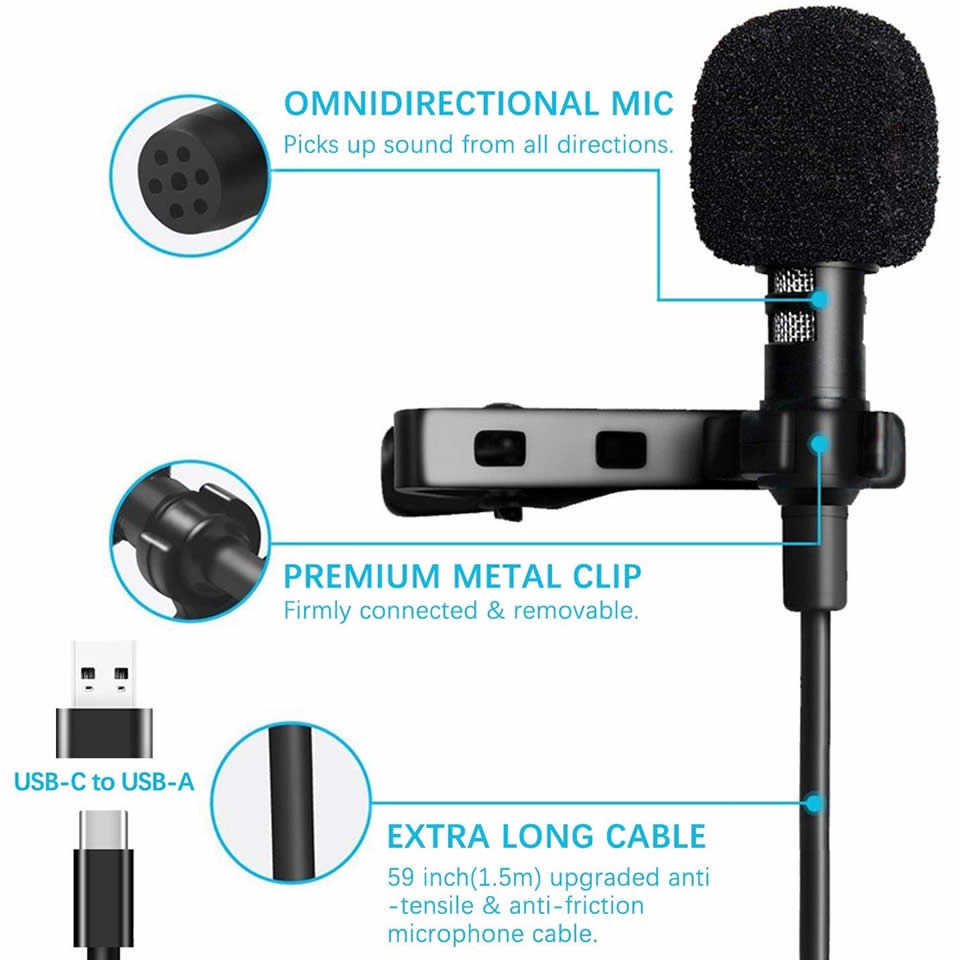 Micro Mini Kẹp Áo Cổng USB Loại C Rảnh Tay Tiện Dụng
