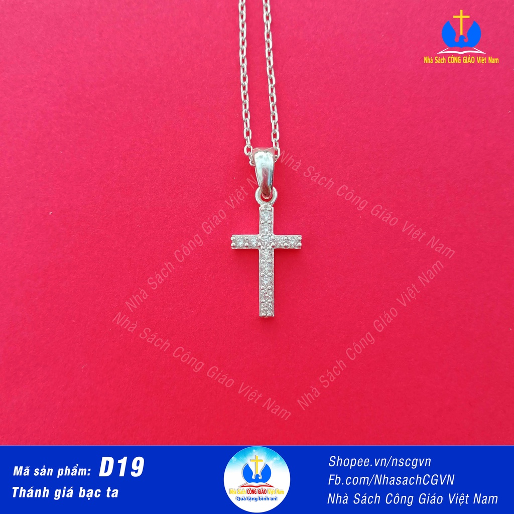 Thánh giá bạc ta - Mặt dây chuyền  D19 cho nam nữ, trẻ em - Quà tặng Công Giáo