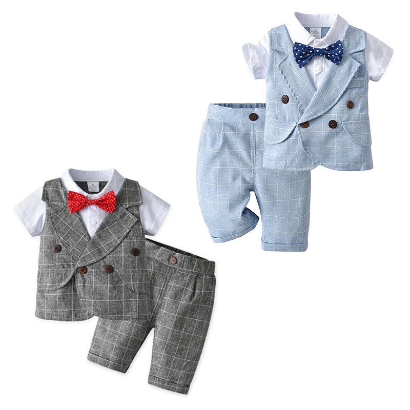 Body công tử giả vest bodysuit liền thân bộ áo liền quần set bộ bé trai mặc đầy tháng, thôi nôi