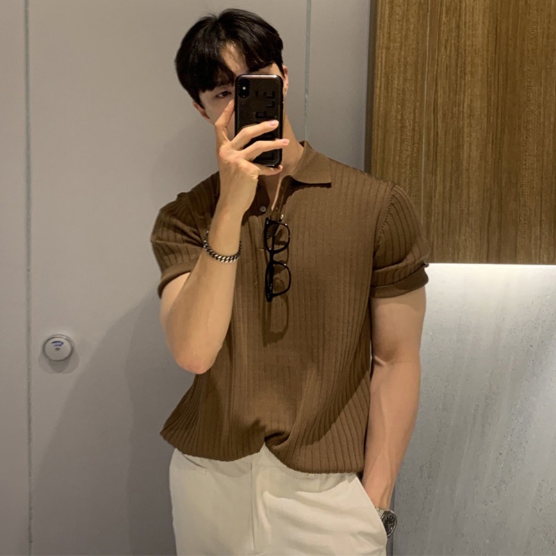 Áo kiểu polo IELGY tay ngắn phong cách Hong Kong thời trang dành cho nam
