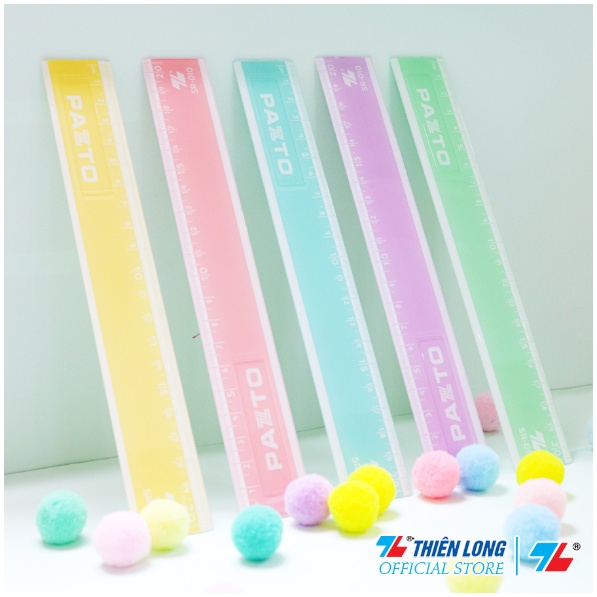 Thước nhựa thẳng màu Pastel dài 20 cm Thiên Long Pazto SR-010