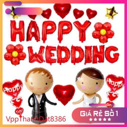 (Sale)  Bóng nhũ Bóng chữ Happy Wedding trang trí đám cưới