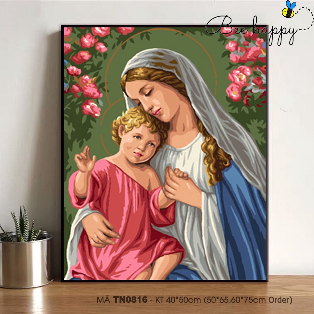 Tranh Sơn Dầu Số Hóa Đức Mẹ Maria BEE HAPPY Mã TN0816