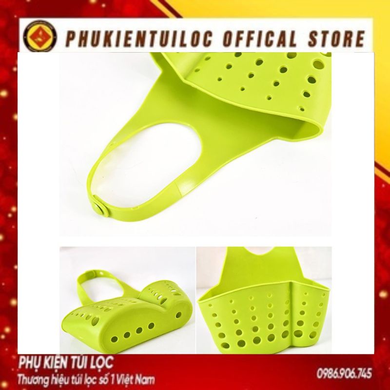 GIỎ ĐỰNG GIẺ Lưới Rửa Bát Thoáng Mát - Giỏ Nhựa Treo Đồ Rửa Chén, Gắn Vòi Nước Bồn Rửa Có Móc Cài Quai- Phukientuiloc