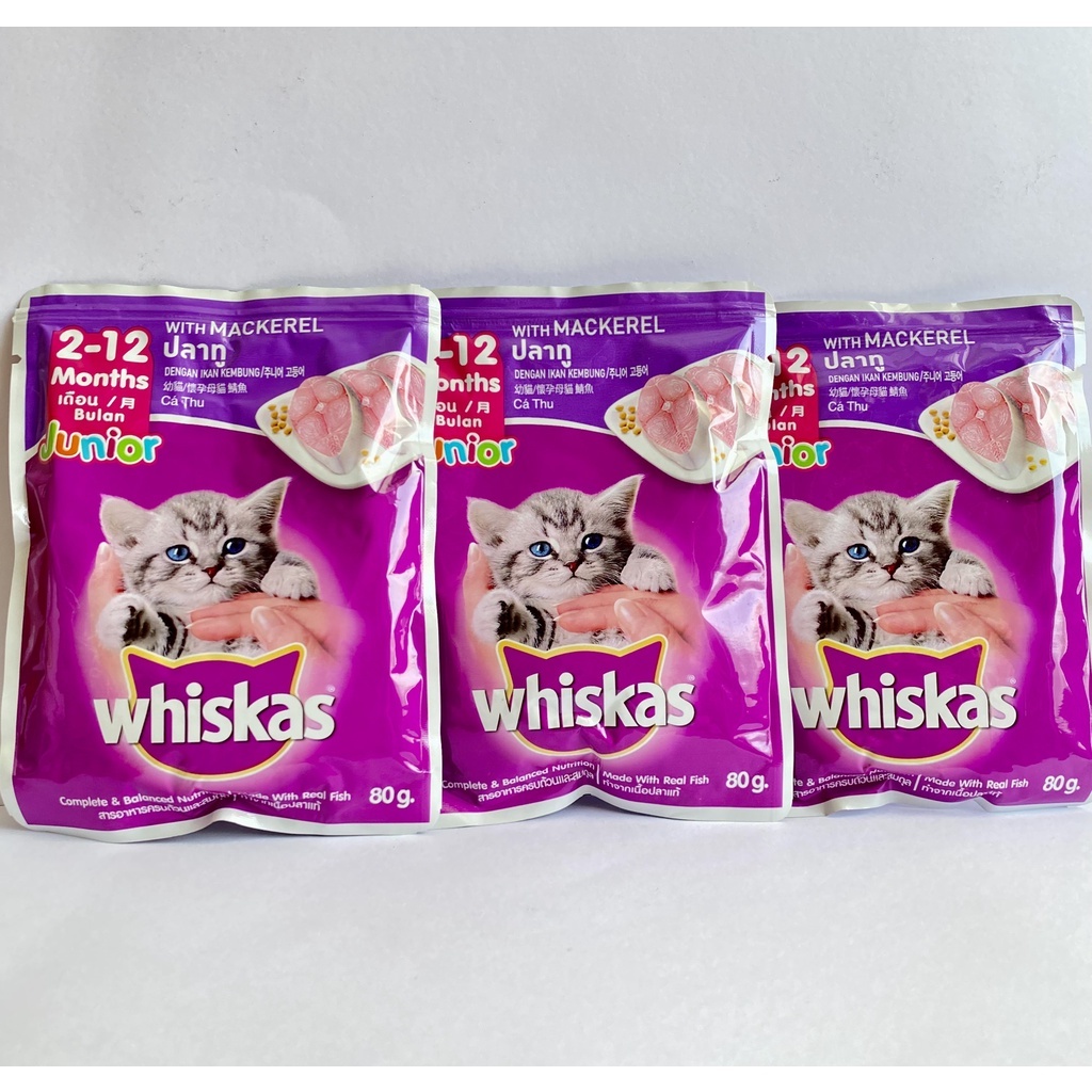 [Mã 253FMCGSALE giảm 8% tối đa 100K đơn 500K] Pate mèo kitten Whiskas Junior túi 80g vị cá ngừ dành cho mèo con