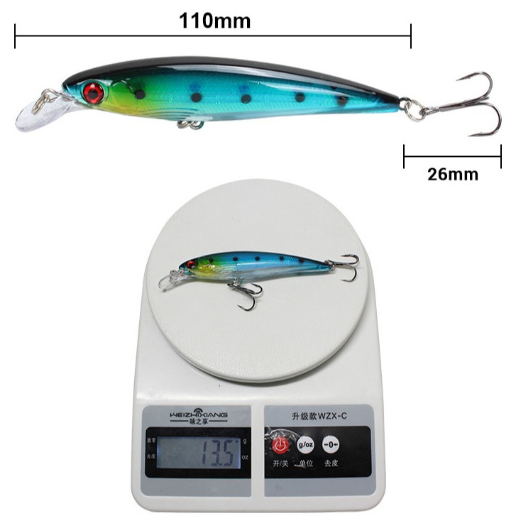 Mồi Câu Cá Giả Hình Cá Dạ Quang Kích Thước 11cm Trong Lượng 14g/Chuyên nghiệp thuận tiện