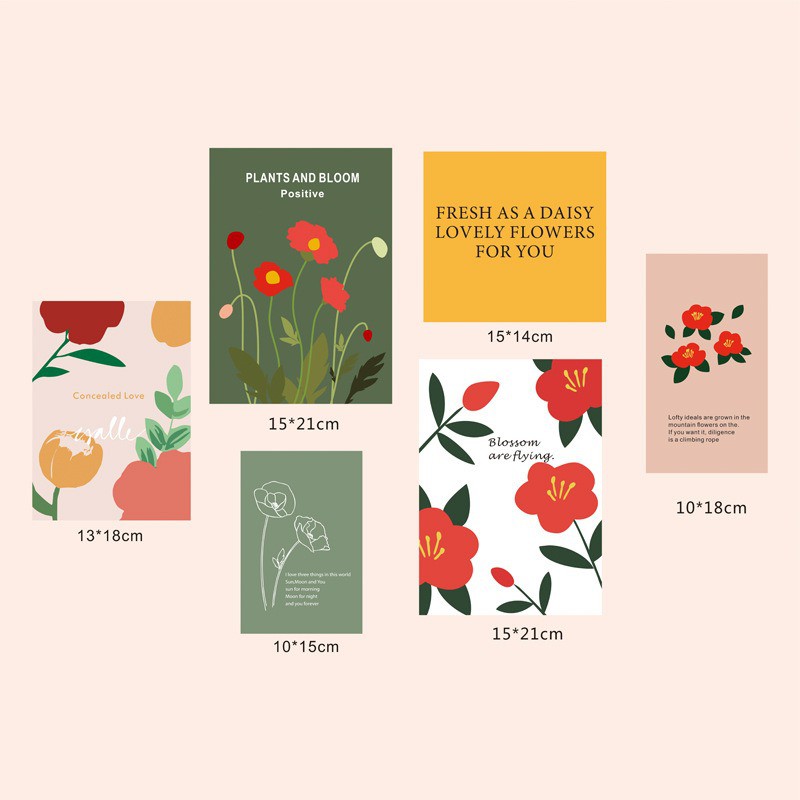 Ảnh trang trí dán tường hình decor vintage aesthetic retro set postcard bưu thiếp tranh giấy treo phòng học bàn học