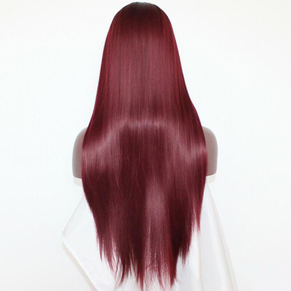 [Hàng mới về] Tóc giả thẳng chịu nhiệt cao màu đỏ rượu vang