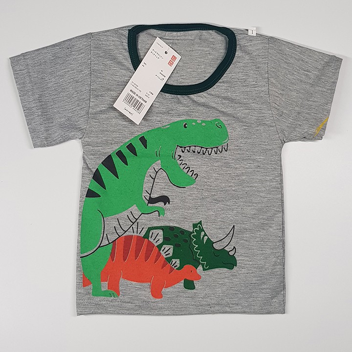 [ xả kho ] Bộ cotton cộc tay cho bé trai, bé gái- in hình khung long F219