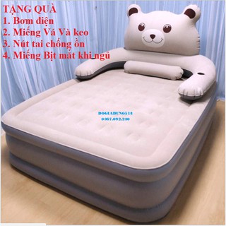 Giường hơi hình thú nệm hơi 1m5*2m  tặng kèm bơm điện và gối miếng bịt tai và mắt, keo dính
