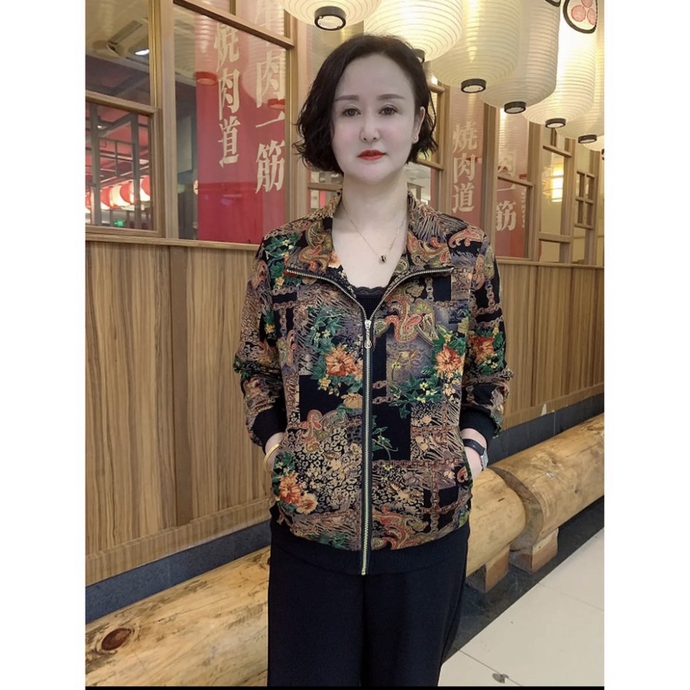 Áo khoác cho mẹ in 3D độc lạ -  Áo khoác bomber nữ trung niên chất BC