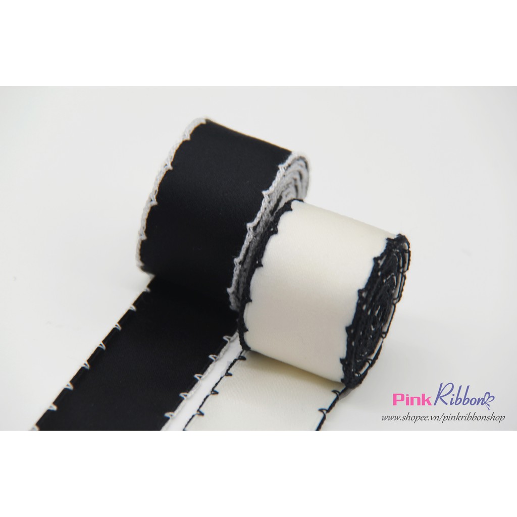 Lụa mờ thêu viền bô đê 32mm