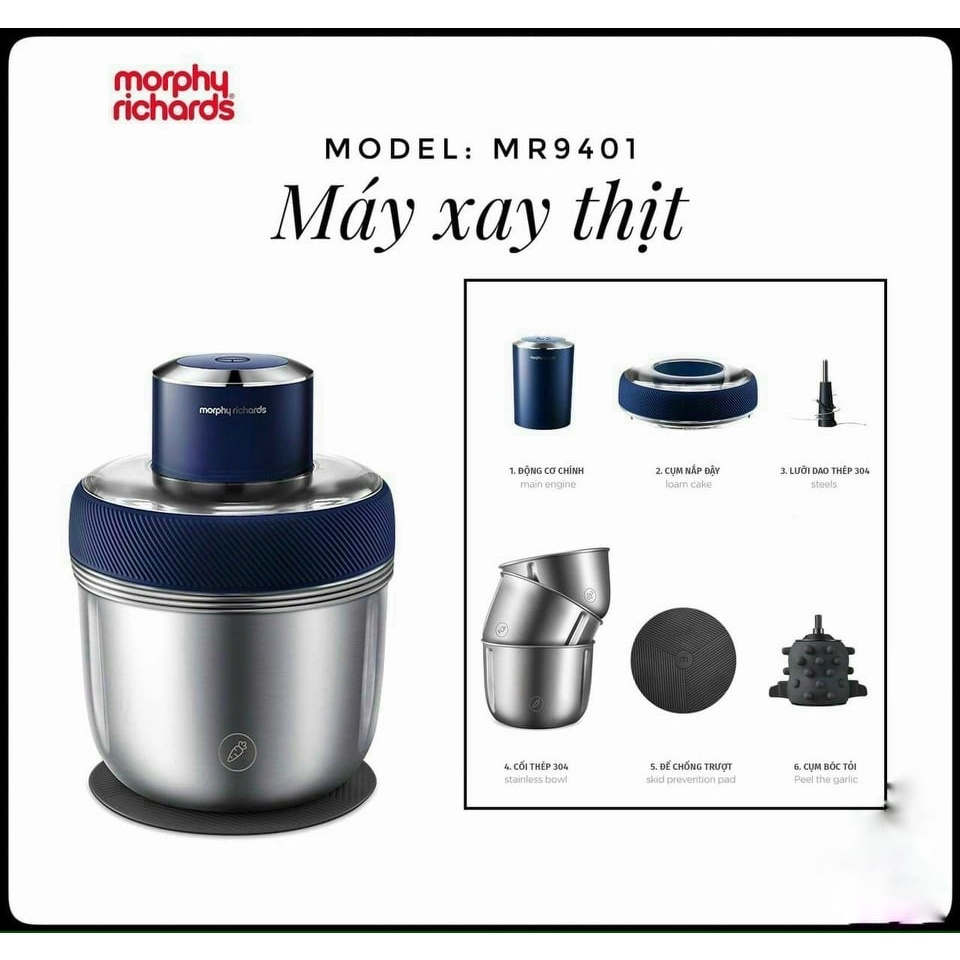 [Mã ELHADEV giảm 4% đơn 300K] (Mã CHUT002 giảm 8%) Máy xay thịt Morphy Richards MR9401 - Hãng Chính Hãng