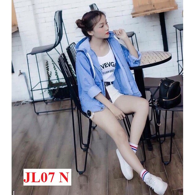 Áo Khoác Jeans Nón Nữ Áo Khoác Bò Nón Chất Denim Xịn Xò Form Lửng Jl07