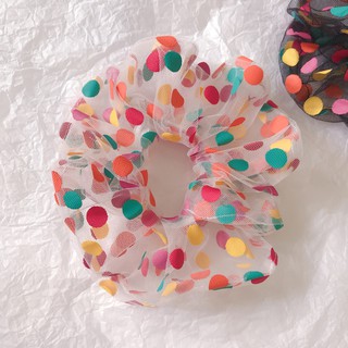 Buộc tóc scrunchies kẹo ngọt chấm bi