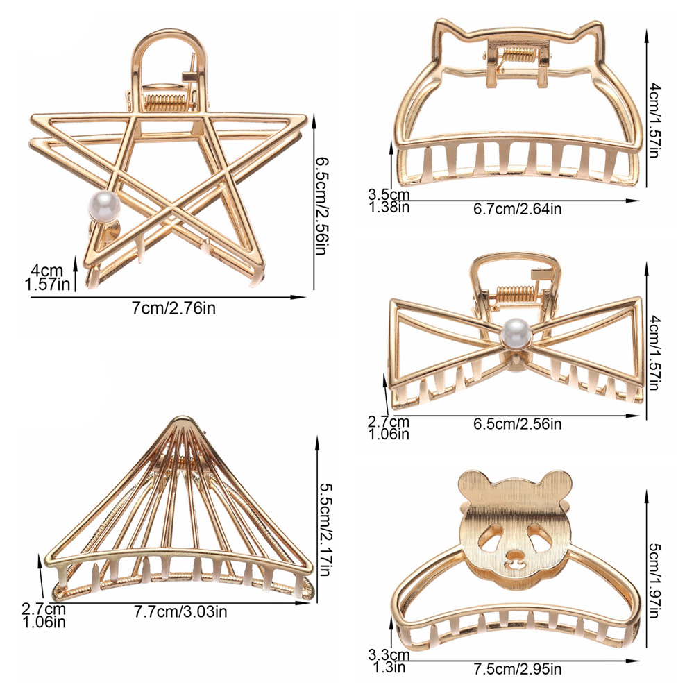Kẹp Tóc Kim Loại Họa Tiết Hình Học Thời Trang