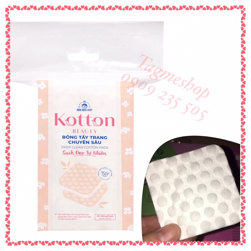 BÔNG BẠCH TUYẾT - Bông tẩy trang chuyên sâu Kotton Beauty - 60 miếng