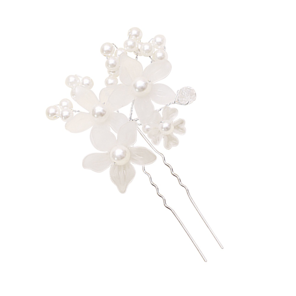 1 Trâm Cài Tóc Hình Hoa Đính Ngọc Trai Giả Màu Trắng Cho Cô Dâu