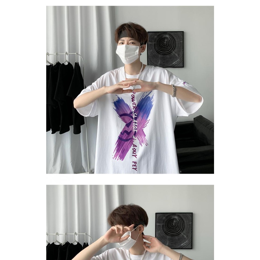 Áo thun mùa hè tay ngắn dáng rộng phong cách Hip hop có size S-8XL