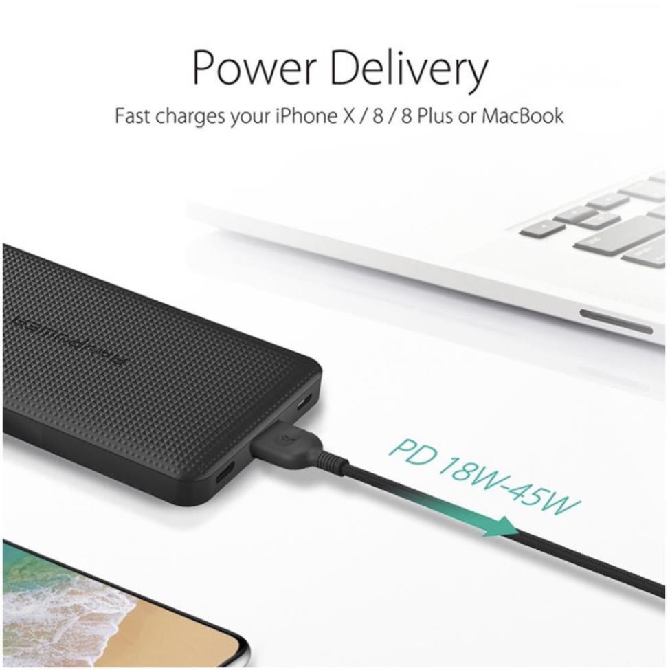 Sạc dự phòng Macbook Air, iPad Pro, iPhone RAVPOWER RP-PB095 20100mAh - PD 45W &amp; QC 3.0 18W