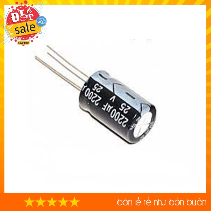 Tụ Hóa 220uF 25V ( 6 * 11 MM ) Combo 10 con