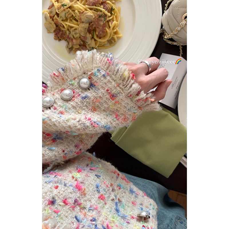 Aó dạ nữ dạ tweed dáng ngắn màu đẹp dễ kết hợp