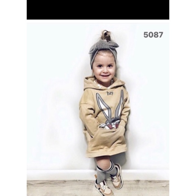 Váy đầm nỉ thỏ xám Zara mẹ và bé