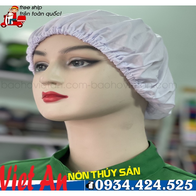 Nón Bánh Tiêu Vải Silk Màu Trắng _ Hình Chụp Thật