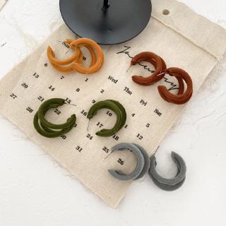 DDFI - Korean Flannel Multi-layer C-shaped Design Fashion Retro Elegant Generous Stud Earrings G3C11