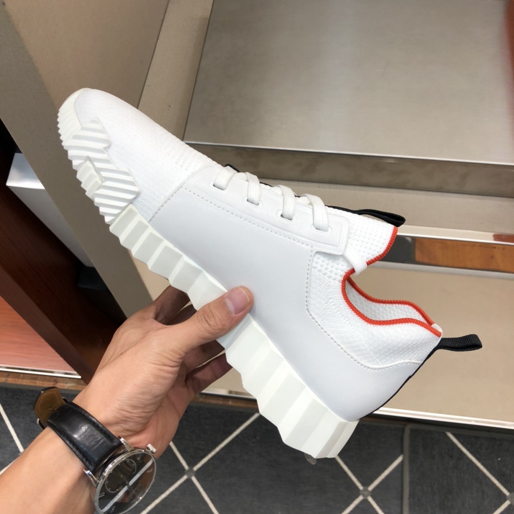 Giày sneaker nam da thật thời trang cao cấp Hermes phong cách năng động, đường phố