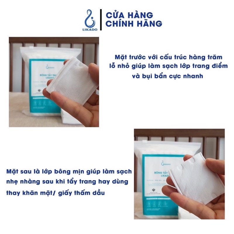 Combo 2 Gói Bông tẩy trang 222 miếng Likado chất liệu Cotton