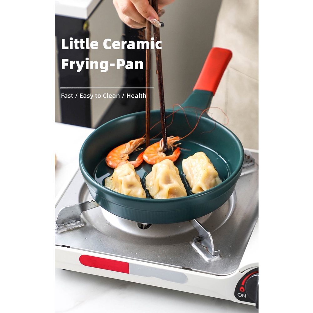 Ceramic Frying Pan Applicable to Open Fire Stove Only with Extended Handle and Glaze Smooth Surface | BigBuy360 - bigbuy360.vn