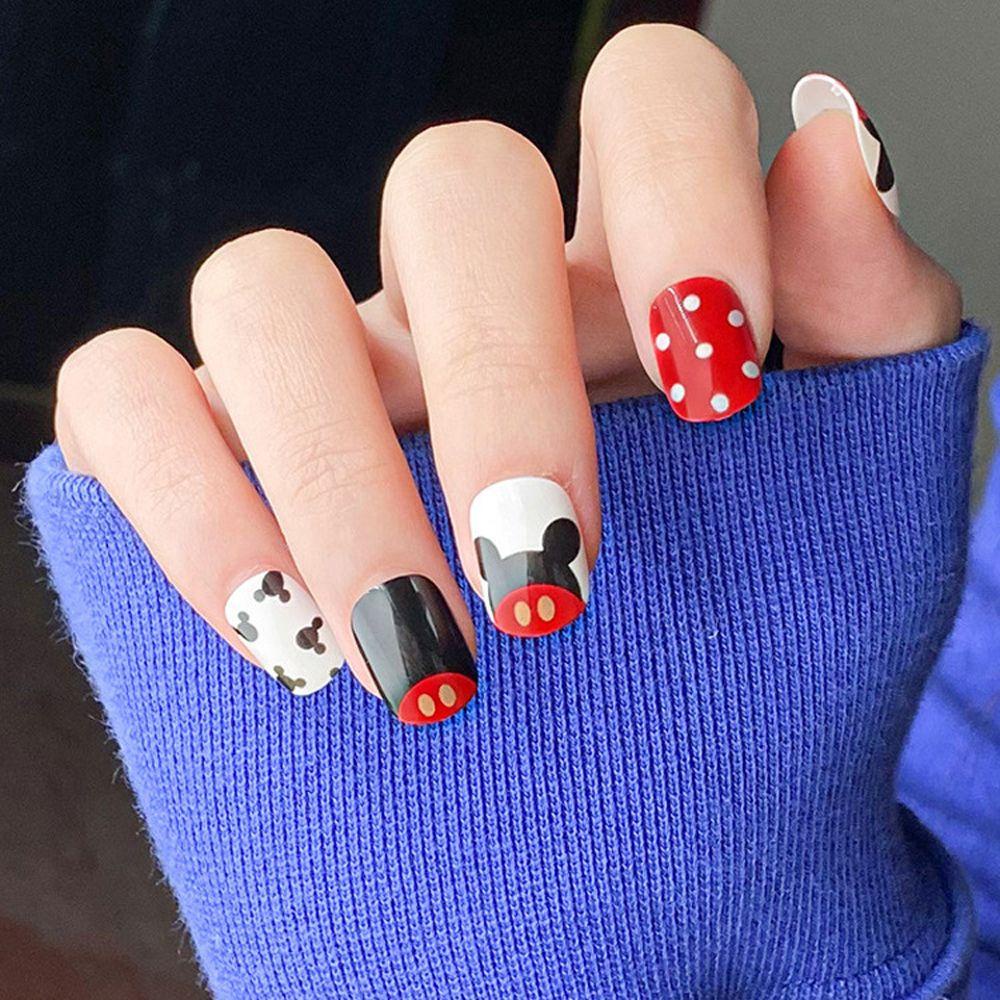 Bộ Móng Tay Giả Ngắn Hình Thỏ / Mèo Hoạt Hình Phong Cách Nhật Bản