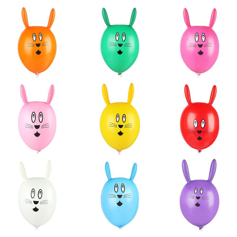 Set 1 / 10 Cặp Bong Bóng Bơm Hơi Hình Thỏ Phục Sinh Trang Trí Sân Vườn