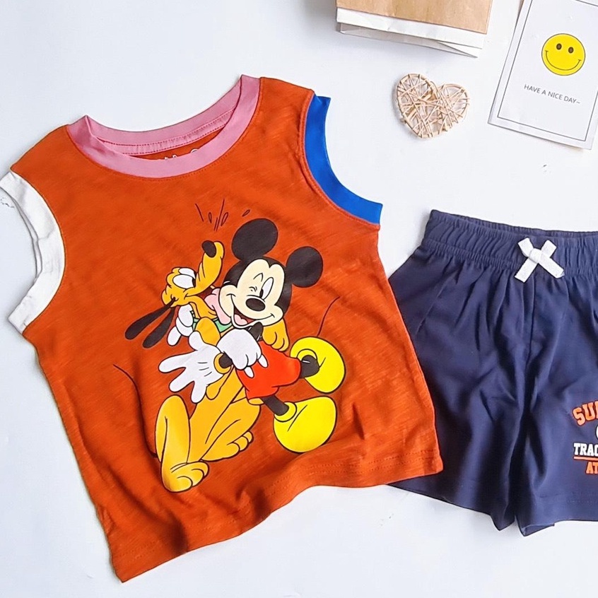 Đồ bộ sát nách bé trai viền cổ in hình mặc hè bé trai 1 2 3 4 5 6 tuổi MINTSCLOSET Mint's Closet - DB8055