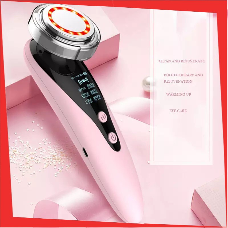 Máy Rửa Massage Mặt Ion 2 In 1 Làm Sạch Sâu &amp; Hấp Thụ Dưỡng Chất Bằng Công Nghệ Sóng Âm (Tặng Kèm Dây Sạc)
