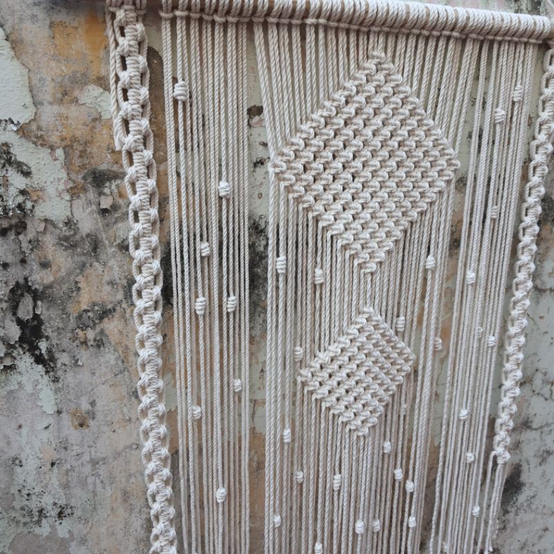 Rèm đan dây Macrame Trang Trí tường 70cm - Ảnh Thật - Bảng màu ở cuối