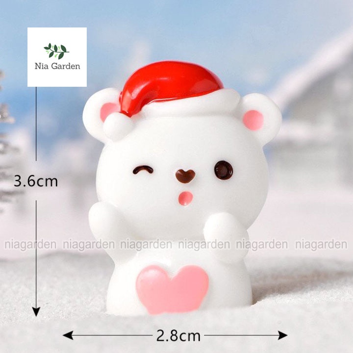 Trang trí noel mô hình giáng sinh mini decor cây thông vườn chậu cây Christmas người tuyết gấu Nia Garden N5