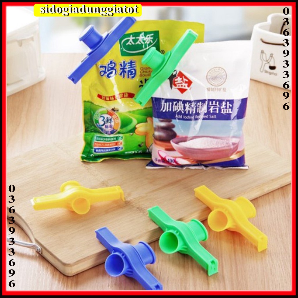 Kẹp miệng túi thực phẩm, kẹp nhựa niêm phong miệng túi có nắp đổ cực tiện lợi - SĐGDGT