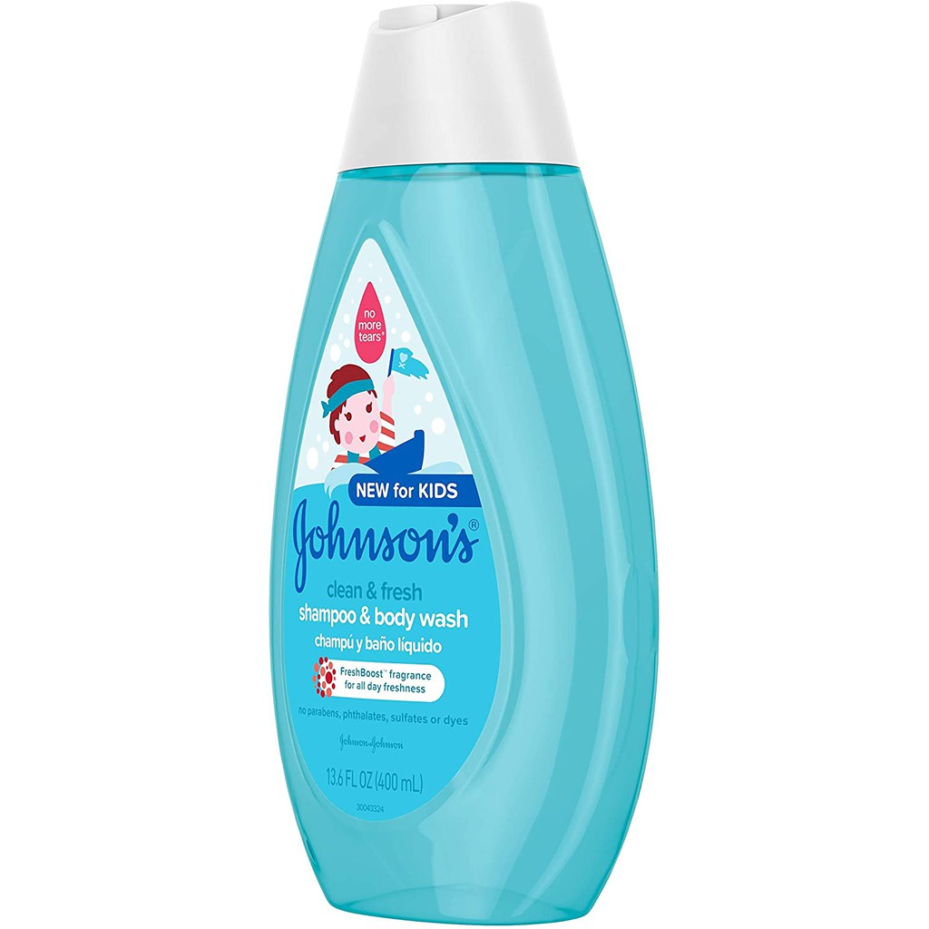 Dầu gội &amp; tắm cho trẻ em Johnson's Clean &amp; Fresh Tear-Free Children's Shampoo &amp; Body Wash 400ml (Mỹ)