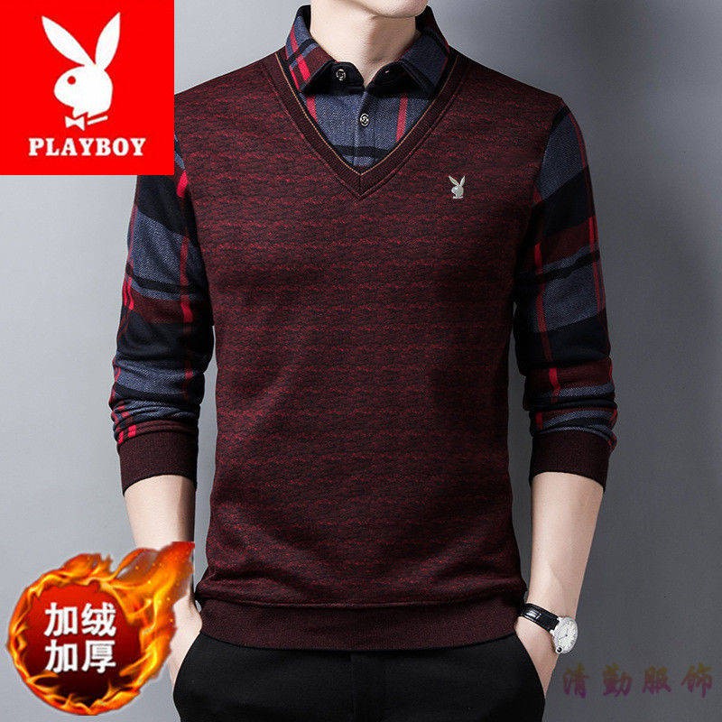 Kemeja Áo Len Dài Tay Giả Hai Lớp Dày Dặn Thời Trang Mùa Đông Cho Nam | BigBuy360 - bigbuy360.vn