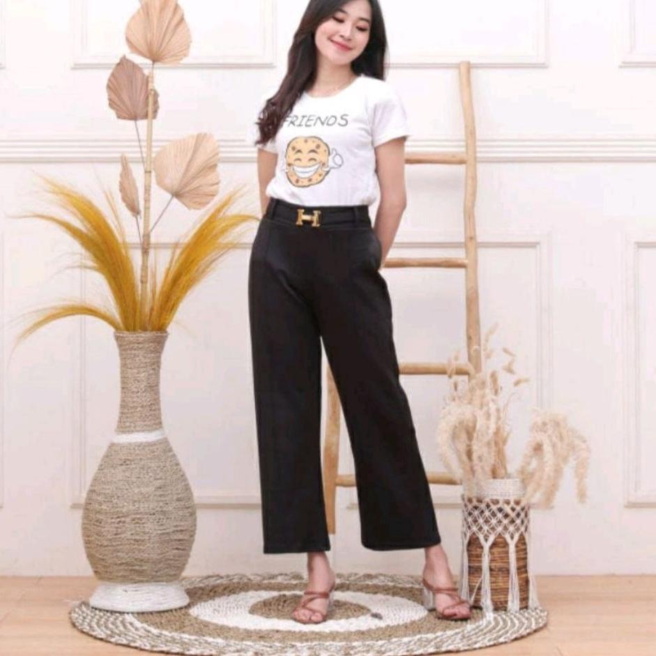 Oak✯Giảm giá?Giảm Giá❇ Quần Culottes Lưng Cao Phối Thắt Lưng H / Culottes Pinch H 35 ✯