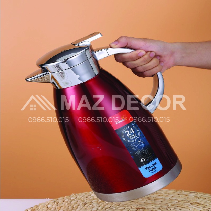 Bình nước giữ nhiệt nóng lạnh Xanbo GB9684-88 2.3 lít inox sáng bóng an tòa cho sức khỏe