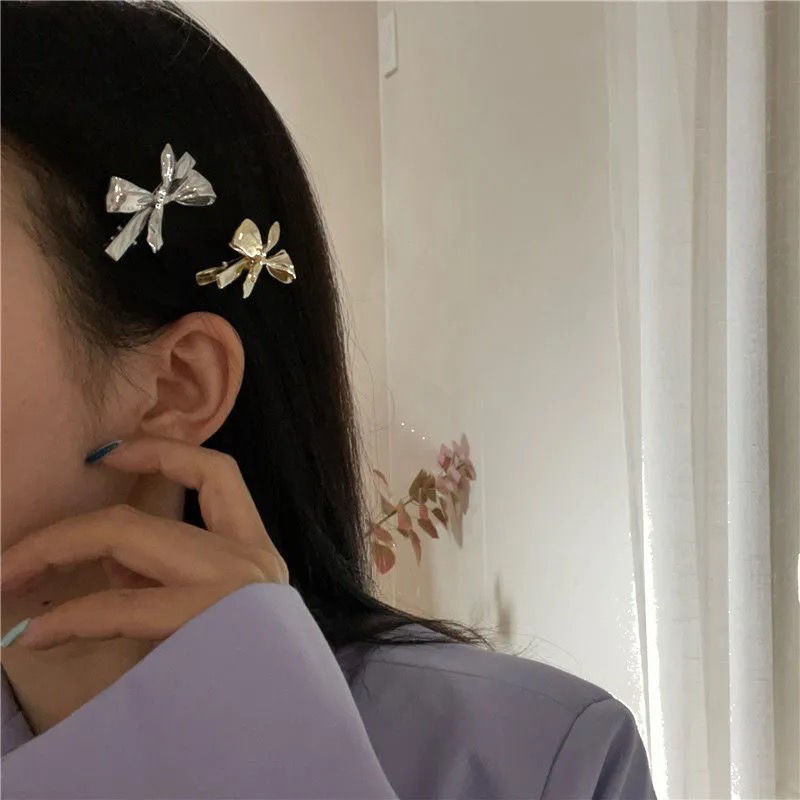 Kẹp tóc nơ kim loại xinh xắn cho nữ
