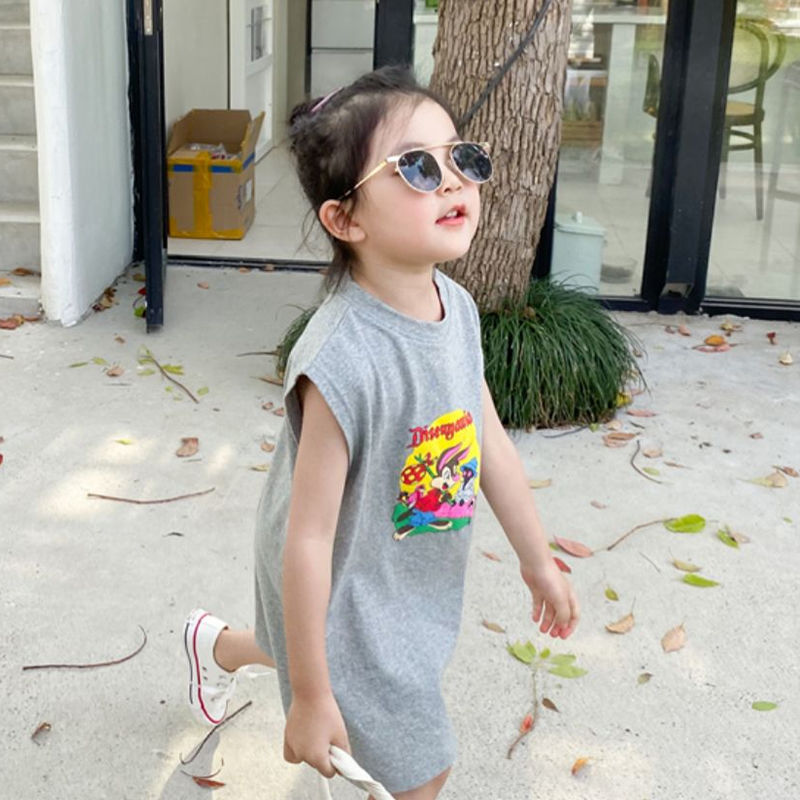 Đầm Thun Sát Nách In Hoạt Hình Kiểu Hàn Quốc Thời Trang Mùa Hè 2021 Cho Bé Gái