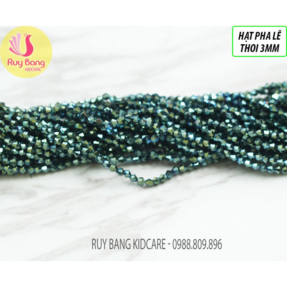 Hạt pha lê thoi 3mm tông xanh dương