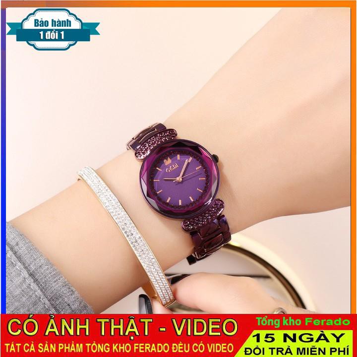 [ xả kho ] Đồng hồ nữ Gedi 3040 dây thép cao cấp mặt tròn đính đá
