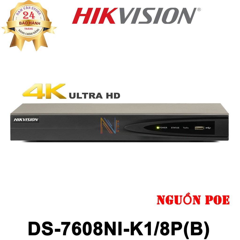 Đầu Ghi Hình Camera IP 8 Kênh HIKVISION DS-7608NI-K1/8P(B) - Hàng Chính Hãng