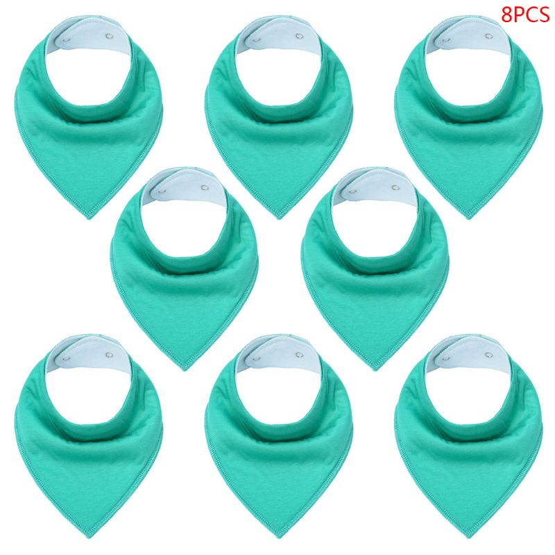 Set 8 Yếm Ăn Cotton Hình Tam Giác Màu Sắc Đáng Yêu Cho Bé