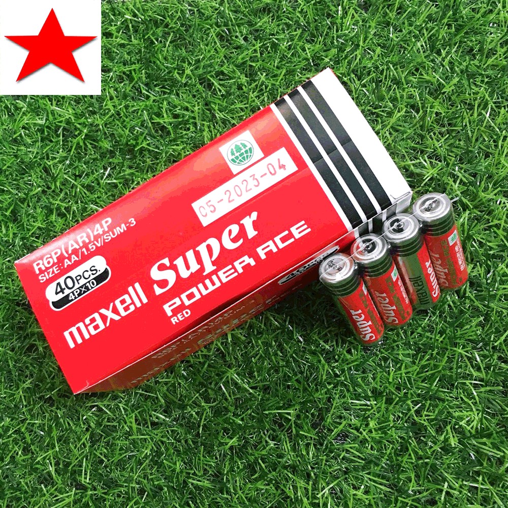 Hộp 40 Viên Pin AA Maxell Than Tiểu  cho camera thiết bị điện tử chuột không dây chính hãng
